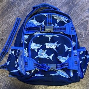 Pottery Barn Blue Shark Print Kids Backpack